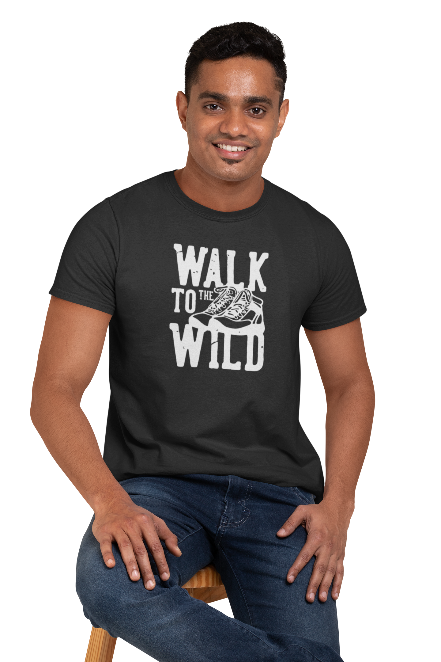 YouWe Fashion "Walk to Wild" Black Cotton T-Shirt for Youth (S-XL)
