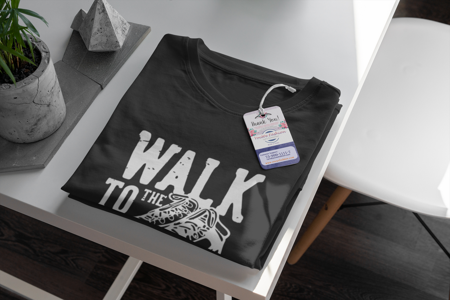 YouWe Fashion "Walk to Wild" Black Cotton T-Shirt for Youth (S-XL)