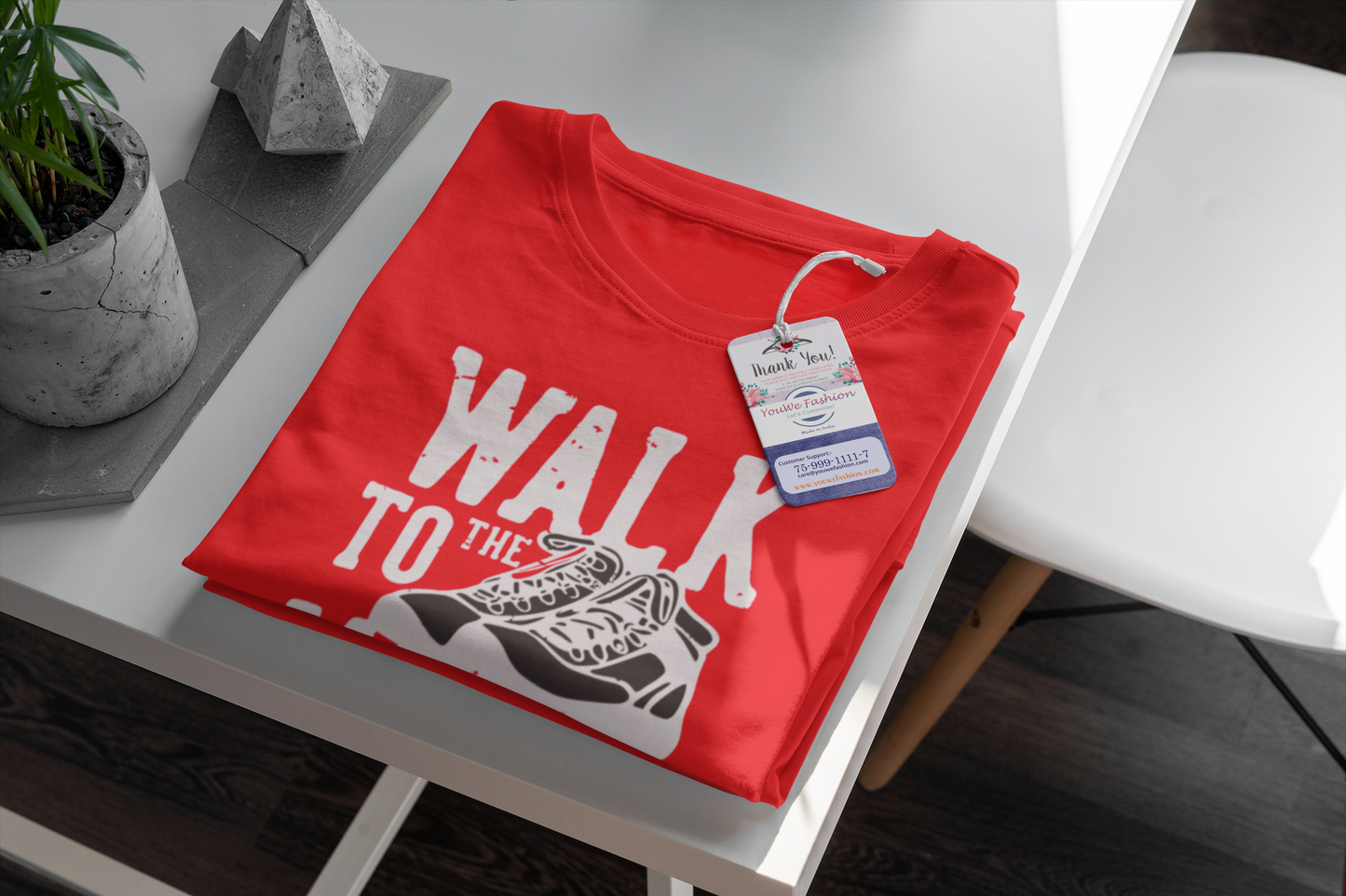 YouWe Fashion "Walk to Wild" Red Cotton T-Shirt for Youth (S-XL)